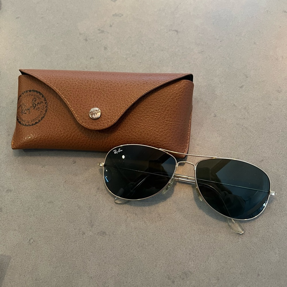 Ray-Ban Cockpit Aviator Sunglasses, Green Classic and Gold